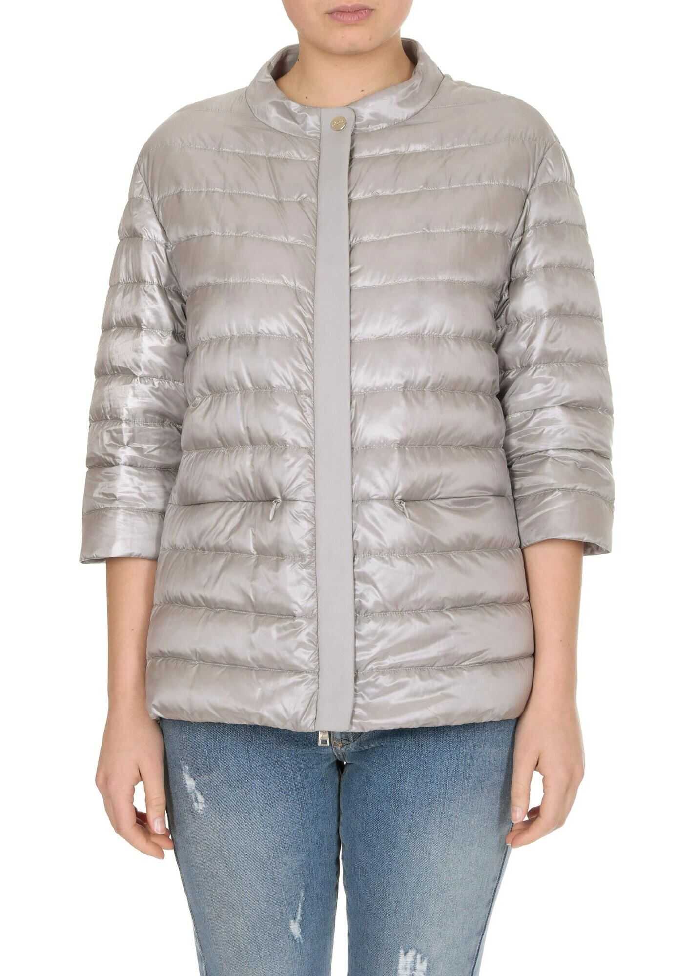 Herno Three-Quarter Sleeves Down Jacket In Gray Grey