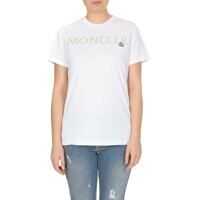 Tricouri Moncler T-Shirt In White With Logo Embroidery