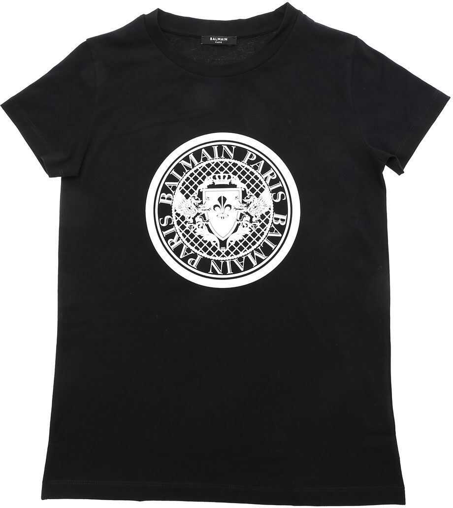 Balmain Medallion Logo Print T-Shirt In Black 6M8091 MX030 930 Black