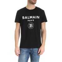 Tricouri White Flock Logo Print T-Shirt In Black Barbati