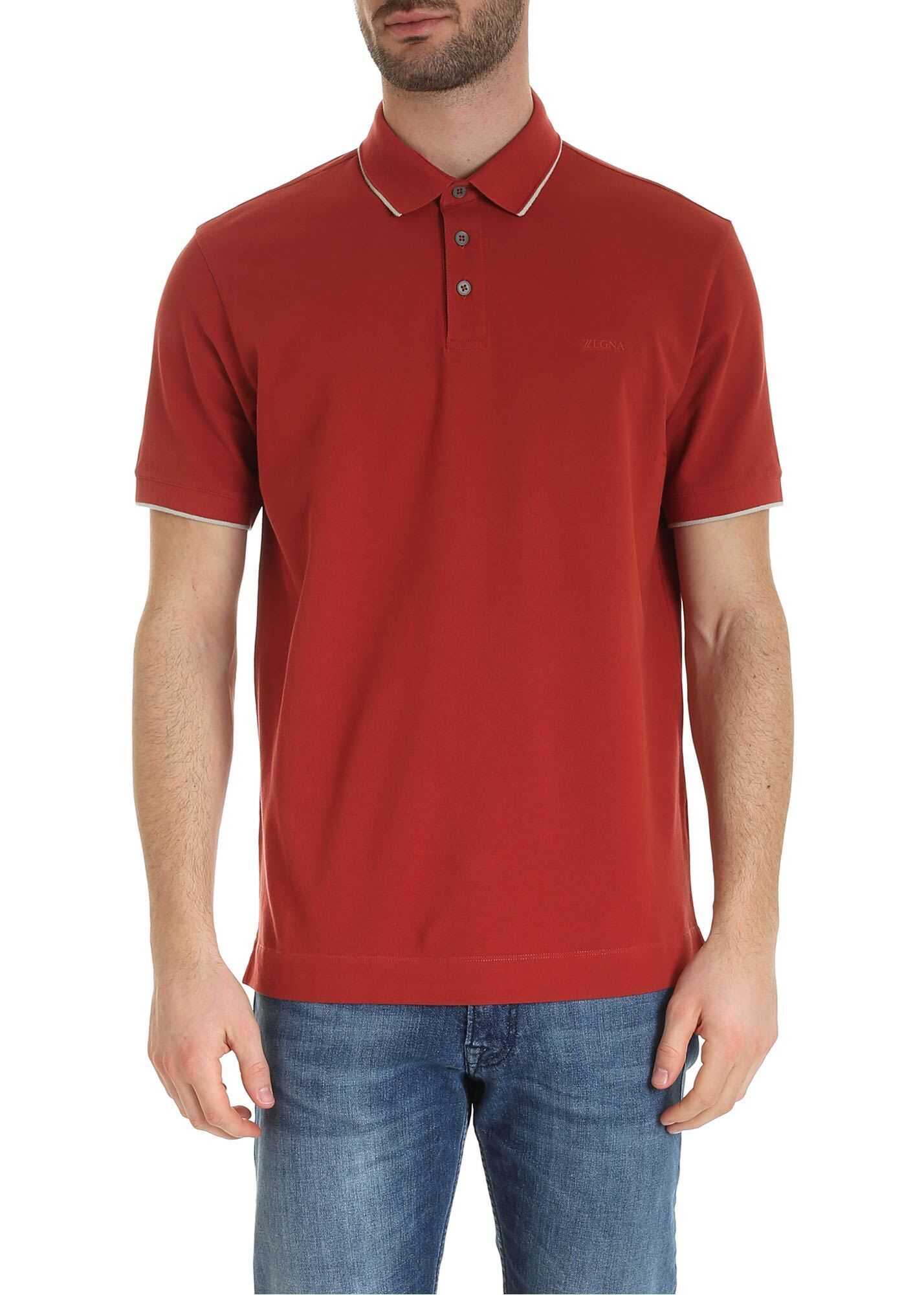Tone-On-Tone Logo Polo Shirt In Brick Red