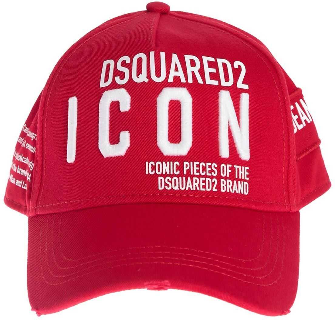 DSQUARED2 Icon Hat In Red With Prints Red