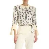 Bluze Viscose Printed Body In Cream Color Femei