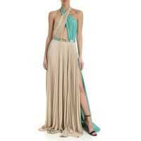 Rochii lungi Lamè Dress In Aquamarine And Champagne Color Femei