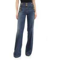 Blugi evazati Decorated Buttons Flared Jeans In Blue Femei