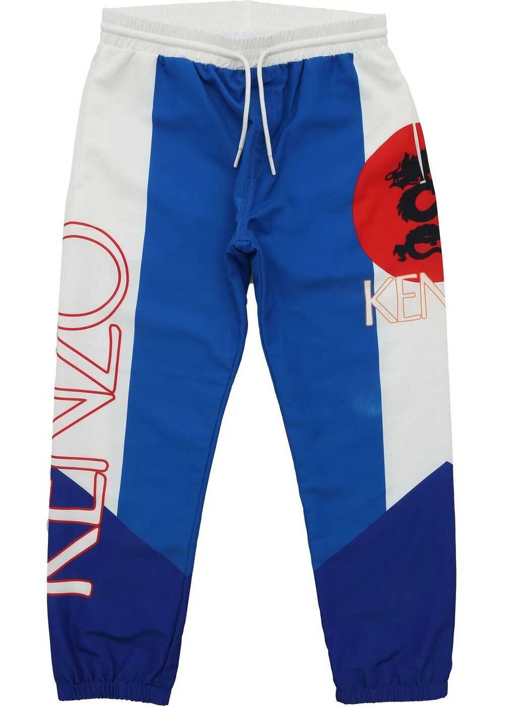 Kenzo Dragon Celebration Trackpants In Blue And White Blue