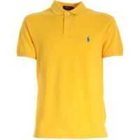Tricouri Polo Slim Fit Polo Shirt In Yellow With Turquoise Logo Barbati