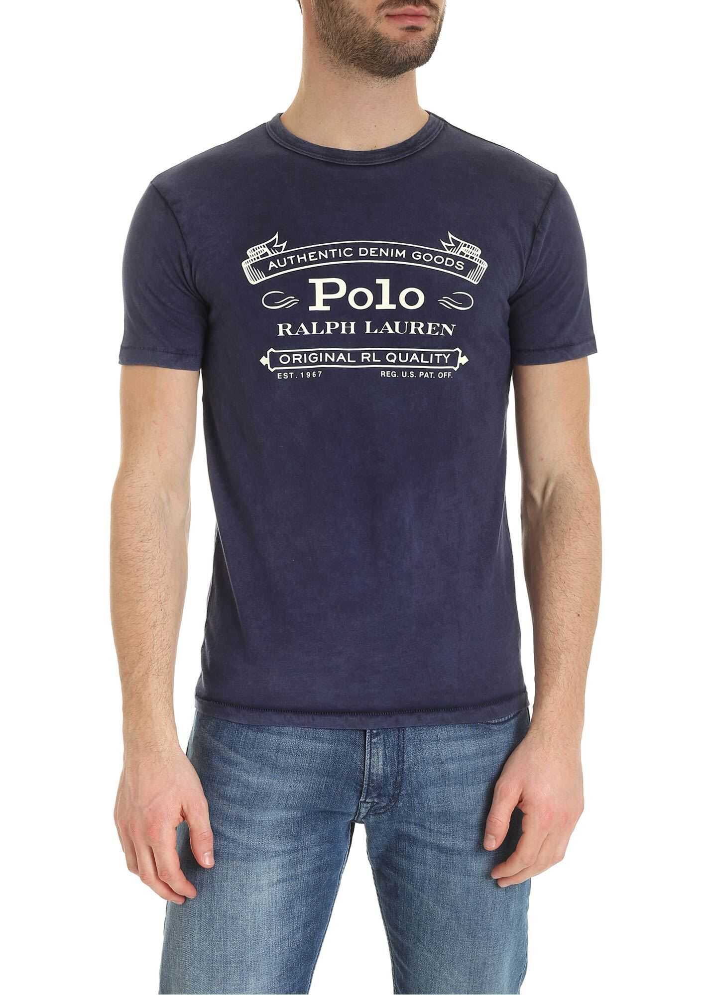 Ralph Lauren T-Shirt In Blue With Contrasting Logo Print Blue