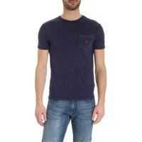 Tricouri T-Shirt In Blue With Pocket And Red Logo Barbati
