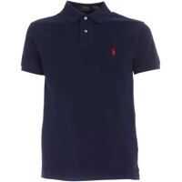 Tricouri Polo Slim Fit Polo Shirt In Blue With Red Logo Barbati