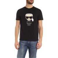 Tricouri Maxi Patch Karl Ikonik T-Shirt In Black Barbati