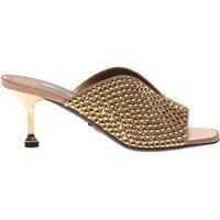 Saboti Satin Mules With Gold Crystals Femei