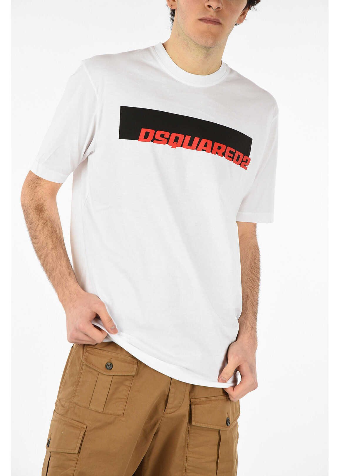 DSQUARED2 Crewneck T-shirt with Printed Logo WHITE
