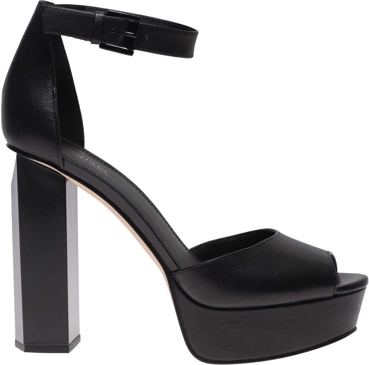 Michael Kors Petra Open Toe Sandals In Black Leather Black