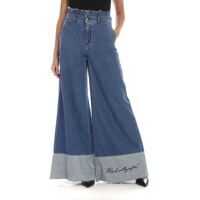 Blugi evazati Palazzo Jeans In Blue With Raw Cut Edges* Femei