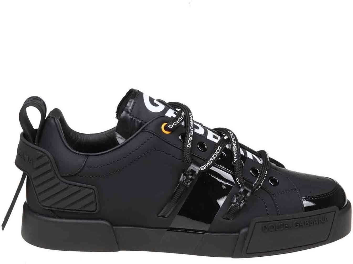 Dolce & Gabbana Portofino Sneakers In Black Black