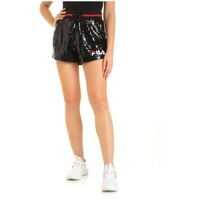 Pantaloni scurti Kiku Sequin Shorts In Blac With Logo Femei