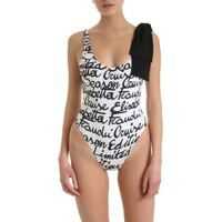 Costume de baie intregi Swimsuit In White With Black All-Over Print Femei