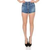 Pantaloni scurti Shorts In Denim Blue With Crossed Detail Femei