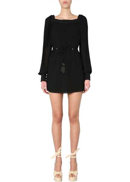 Rochii elegante Saint Laurent Long Sleeved Dress BLACK Femei (BM 7473321) 2