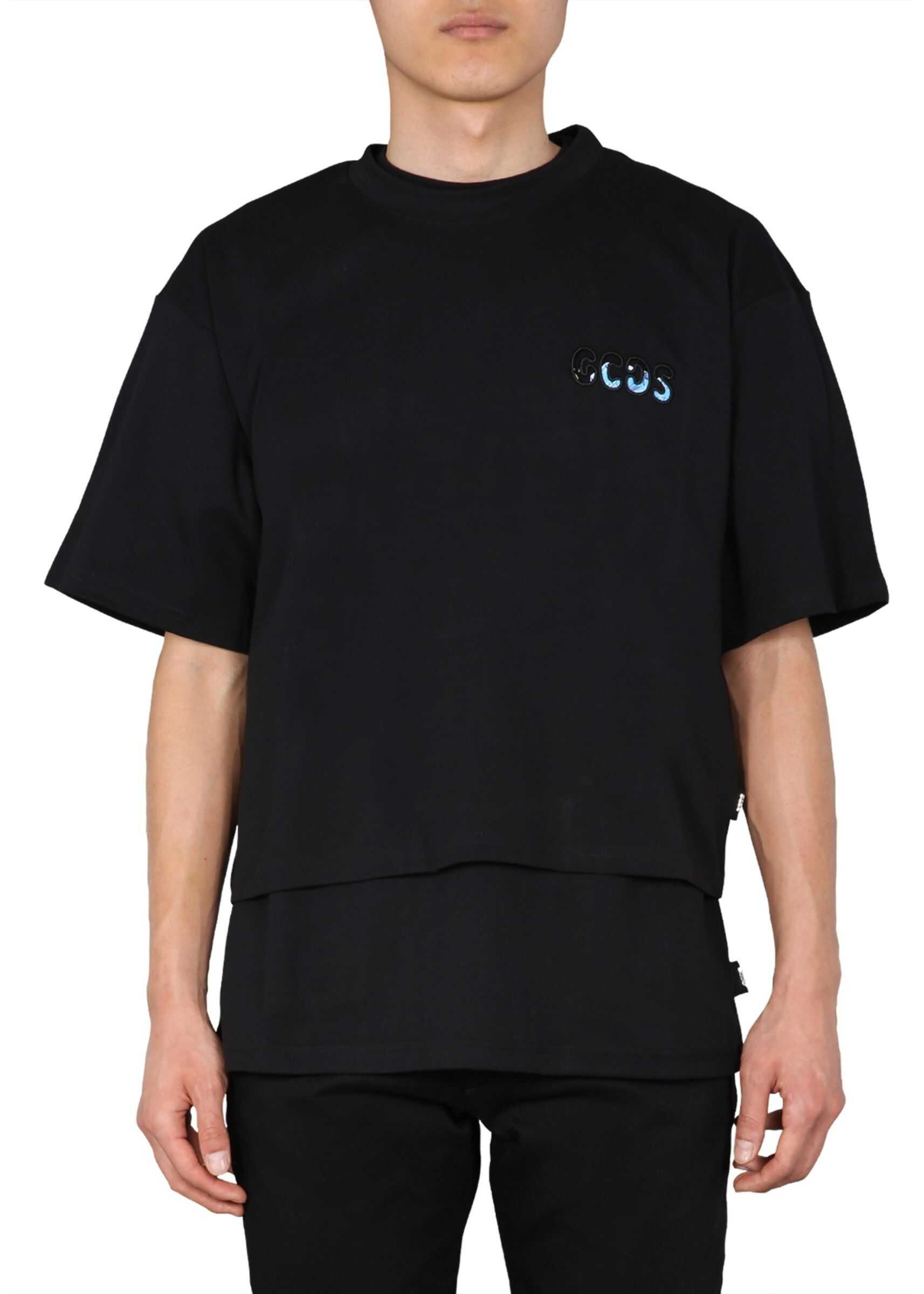 GCDS Cropped T-Shirt BLACK