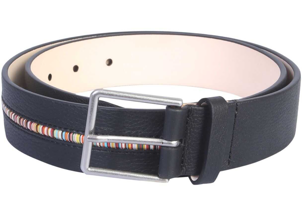 Paul Smith Belt With Striped Signature BLACK