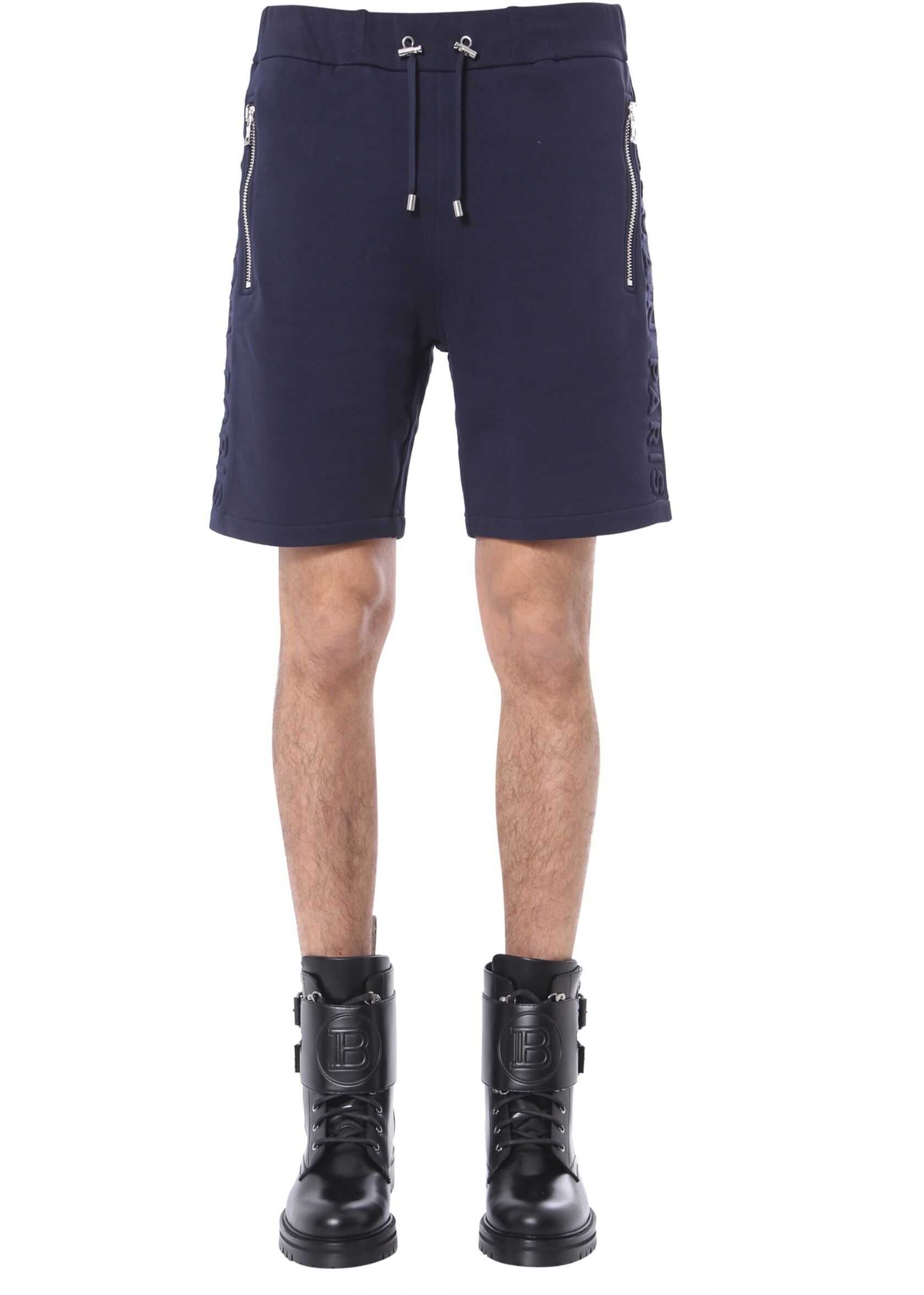 Balmain Bermuda With Logo BLUE