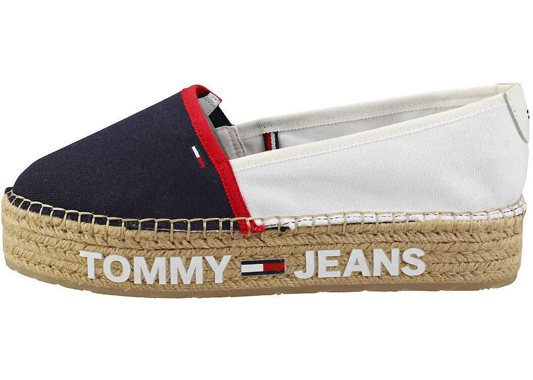 Tommy Jeans Surplus Espadrille Shoes In White Navy Red White