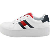 Adidasi cu platforma Icon Sneaker Platform Trainers In White Navy Red Femei