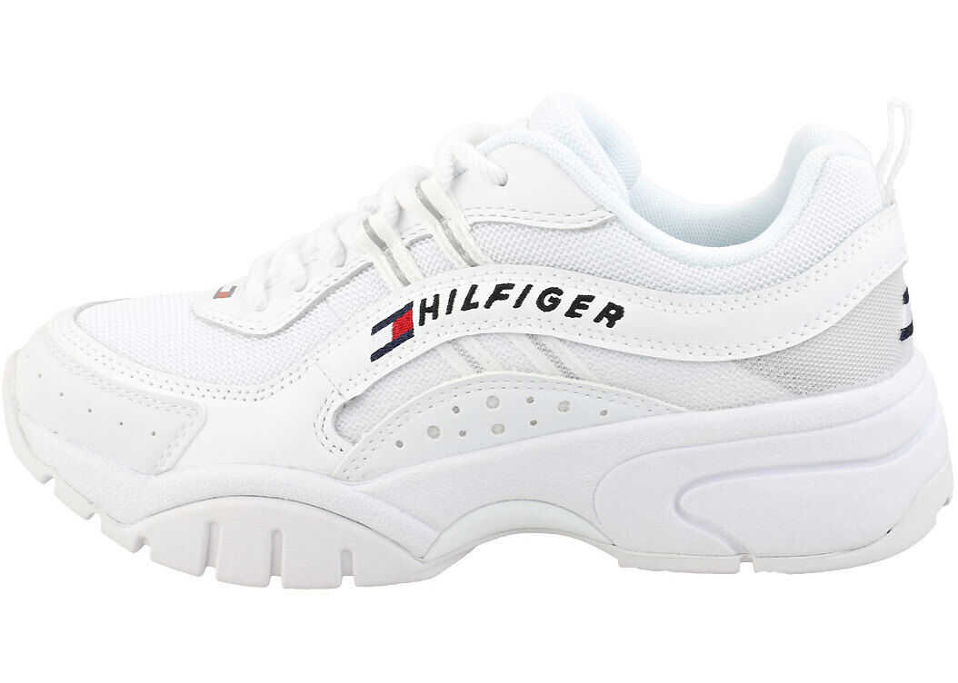 Tommy Jeans Heritage Runner Platform Trainers In White White