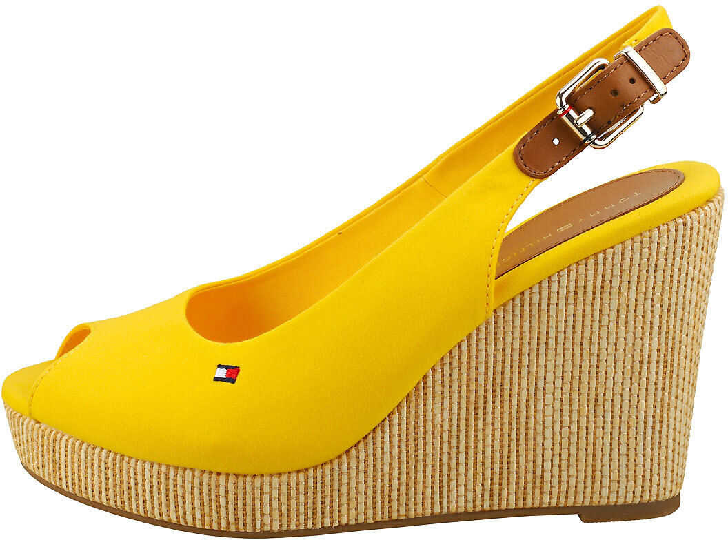 Tommy Hilfiger Iconic Elena Sling Back Wedge Sandals In Sun Yellow