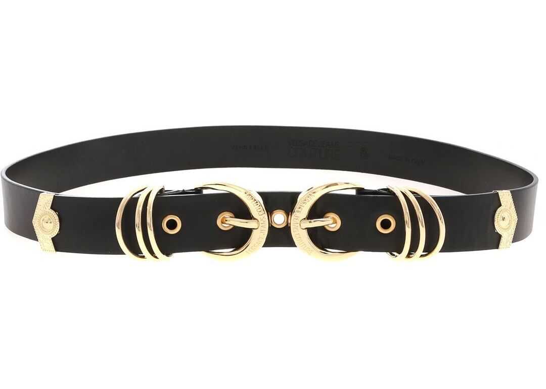 Versace Jeans Couture Double Buckle Belt In Black Black