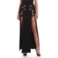 Fuste lungi Double Black Skirt With Vents And Buckles Femei