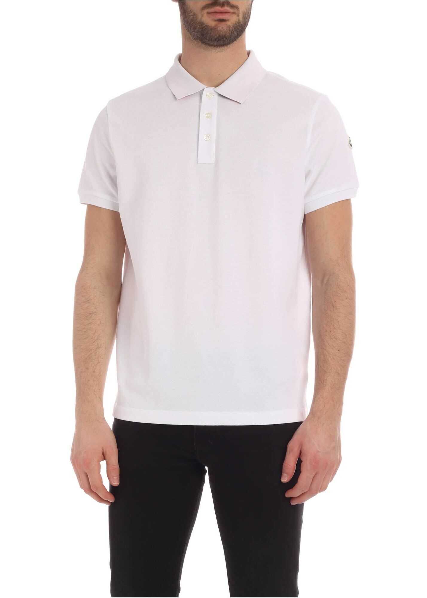 Moncler Logo Patch Polo Shirt In White White