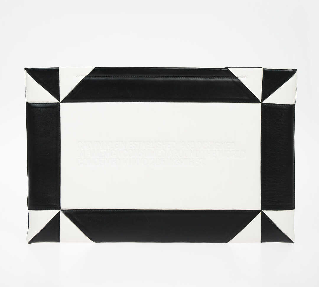 Calvin Klein Geometric Leather Maxi Pochette Black & White image15