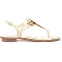 Sandale cu platforma Thong Sandal Flora Model Gold Leather Femei