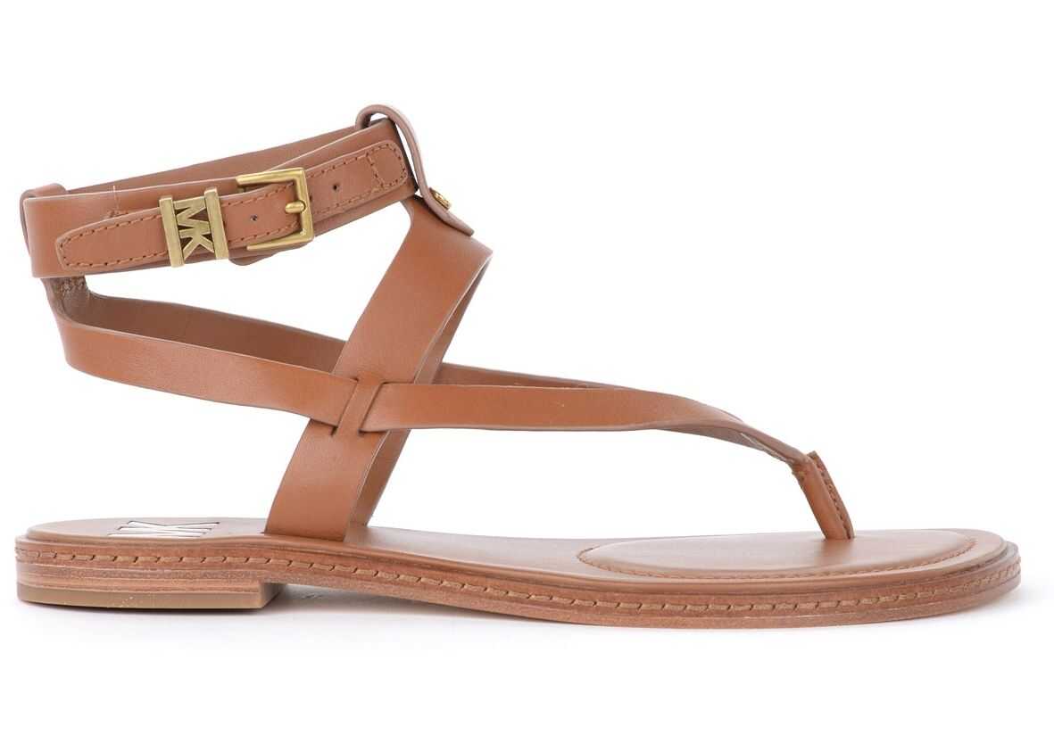 Michael Kors Pearson Model Thong Sandal In Tan Leather Brown