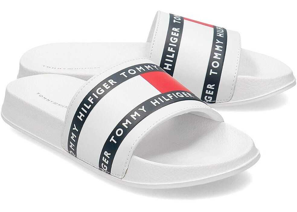 Tommy Hilfiger Flag Print Pool Slide Biały