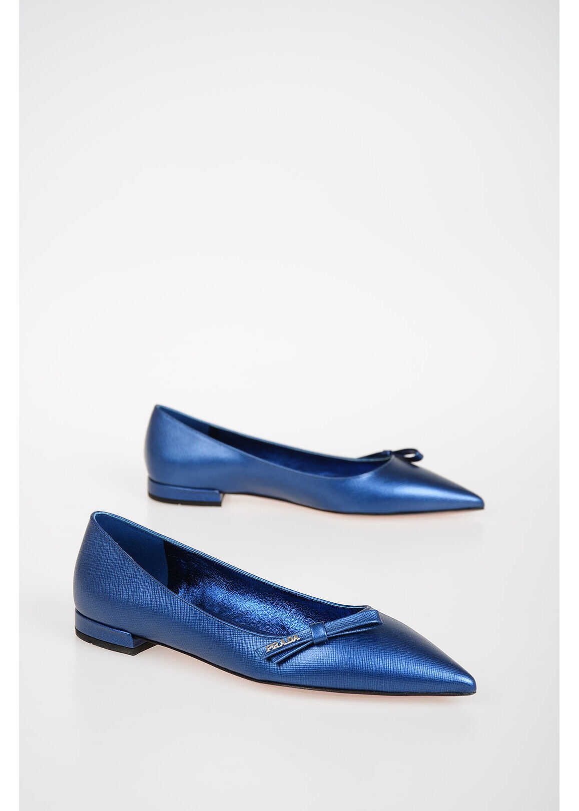 Prada Saffiano Leather Ballet Flats BLUE