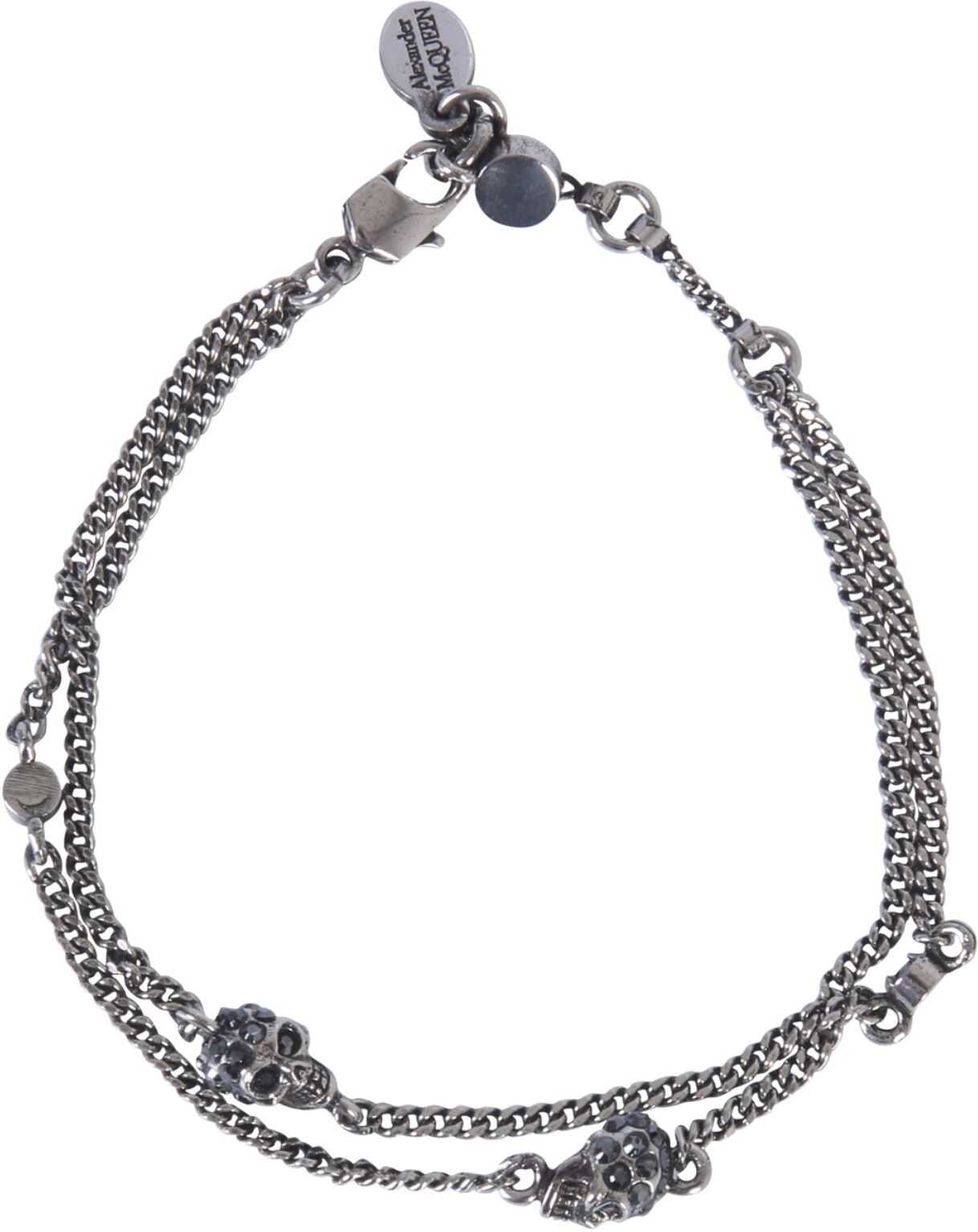 Alexander McQueen Skull Bracelet With Double Chain SILVER