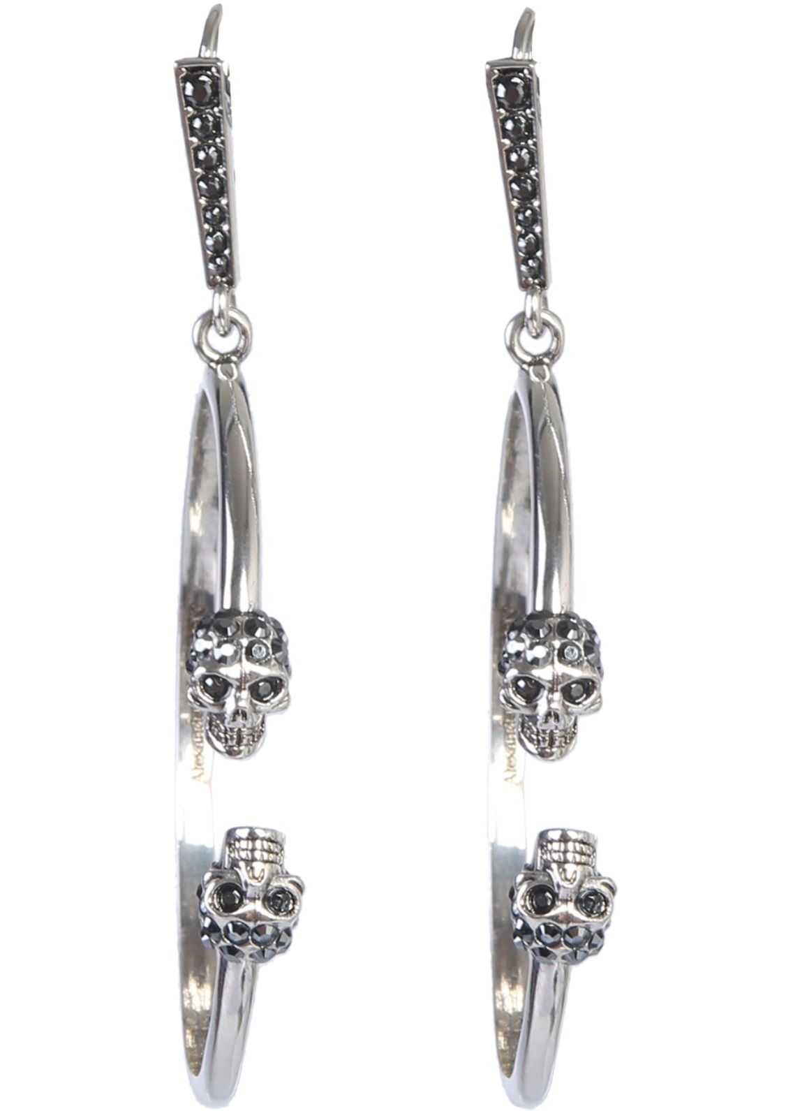 Alexander McQueen Skull Creole Earrings SILVER