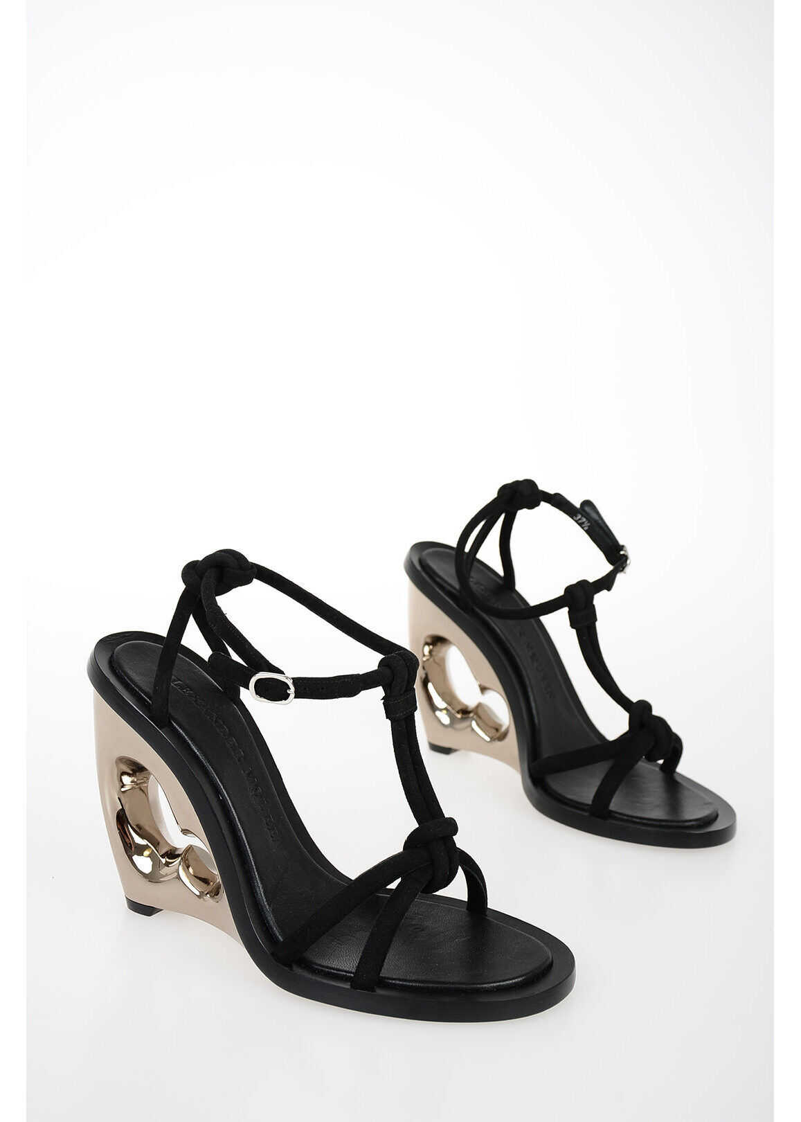 Alexander McQueen Mirrored Wedge Sandals* BLACK