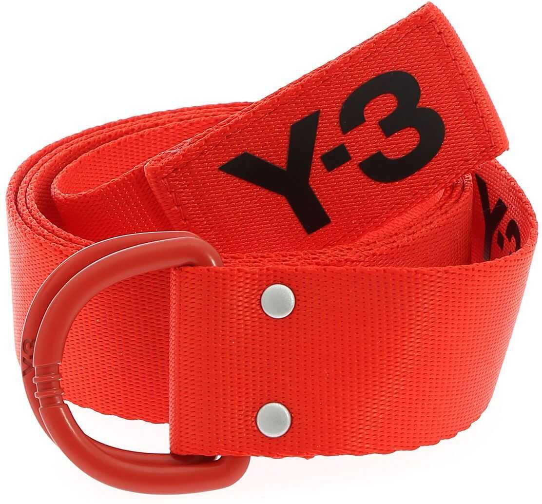 Y-3 Black Logo Belt In Red Red