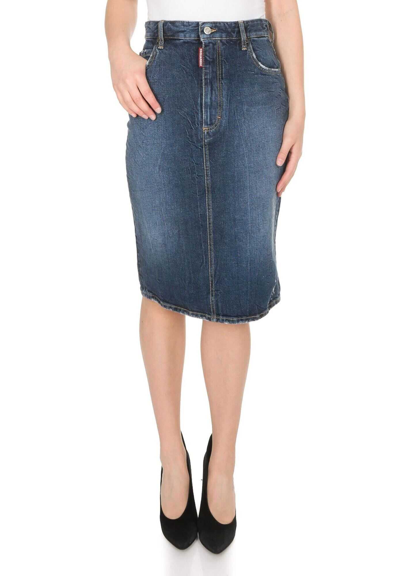 DSQUARED2 Dark Proper Dalma Skirt In Denim Blue* Blue