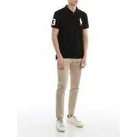 Tricouri Polo Logo Embroidery Black Pique Polo Shirt Barbati