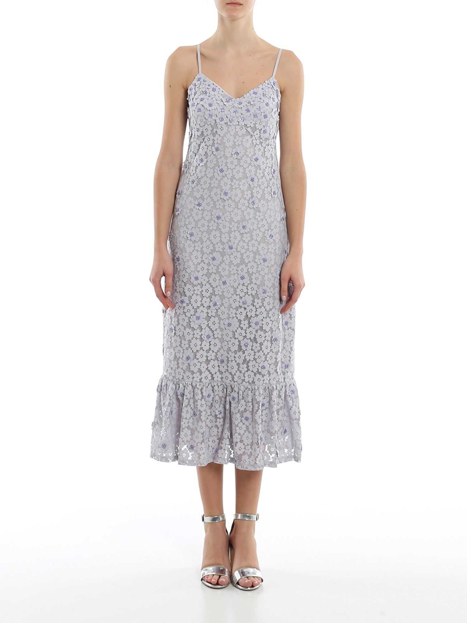 Michael Kors Floral Sequined Lace Dress Light Blue