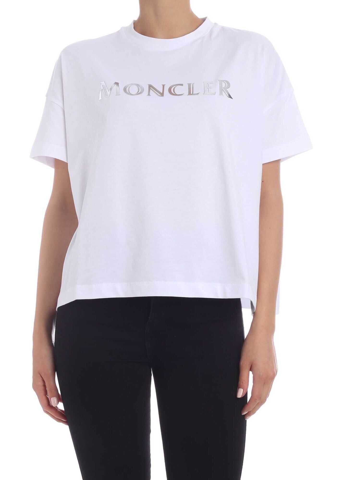 Moncler Logo Print T-Shirt In White White