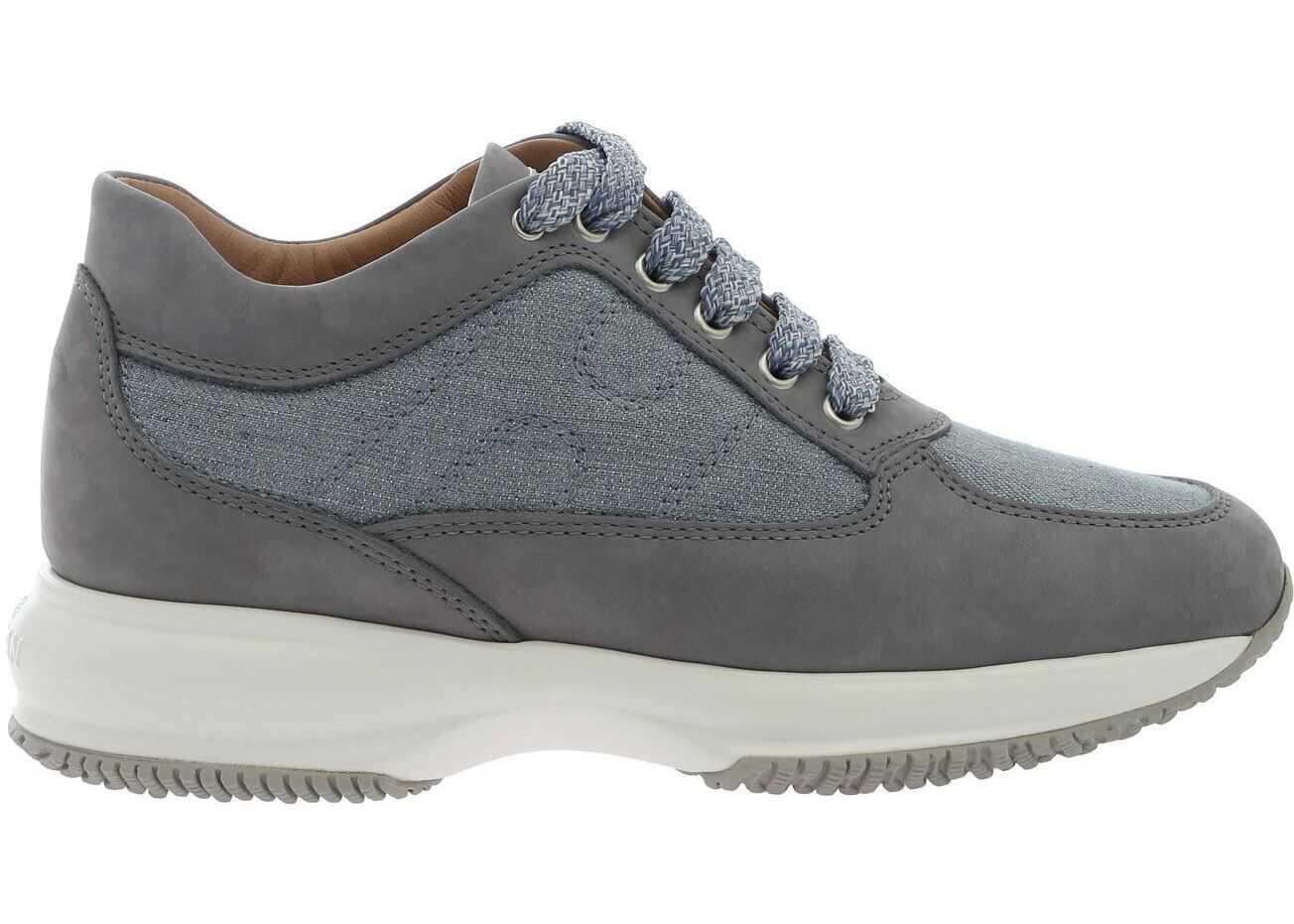 Hogan Interactive Sneakers In Grey With Lamé Inserts Grey