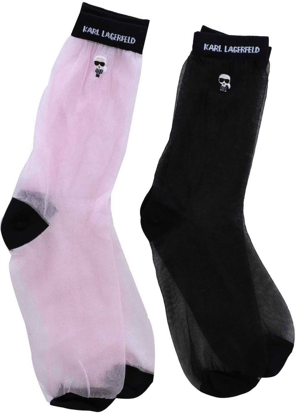 Karl Lagerfeld K Ikonic Socks Set In Black And Pink 201W6003 956 Black