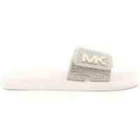 Slapi Mk Pale Gold Crystal White Slides Femei